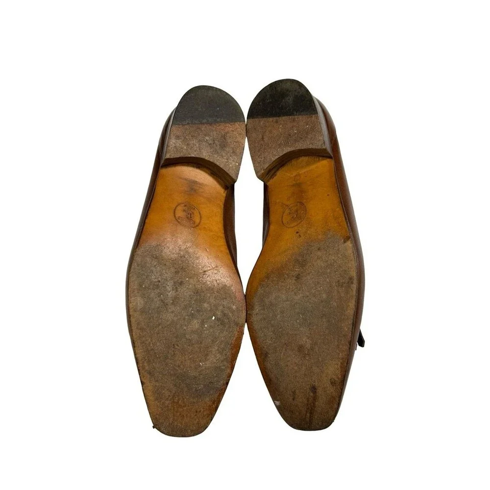 VTG Hermes Brown Leather Loafers Sz 12 Kiltie Fringe Classic Luxury Business